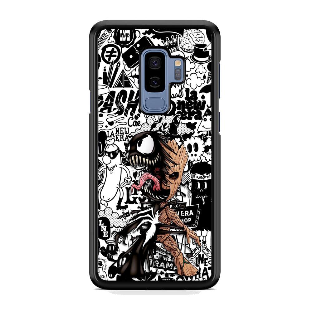 Groot x Venom Fusion Mode Samsung Galaxy S9 Plus Case-Rubber Black (2D Case)-Oxvistore