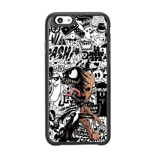 Groot x Venom Fusion Mode iPhone 6 Plus | 6s Plus Case-Rubber Black (2D Case)-Oxvistore