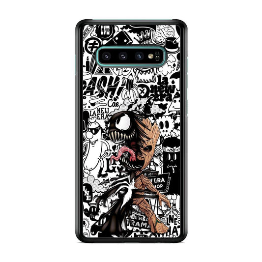 Groot x Venom Fusion Mode Samsung Galaxy S10 Case-Rubber Black (2D Case)-Oxvistore