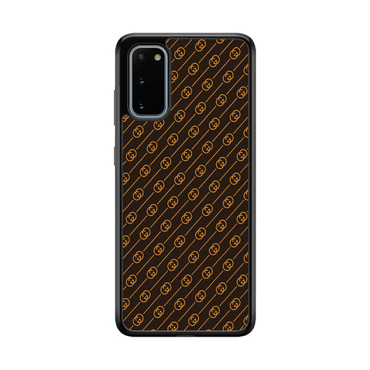 Gucci Brown Pattern Samsung Galaxy S20 Case-Rubber Black (2D Case)-Oxvistore