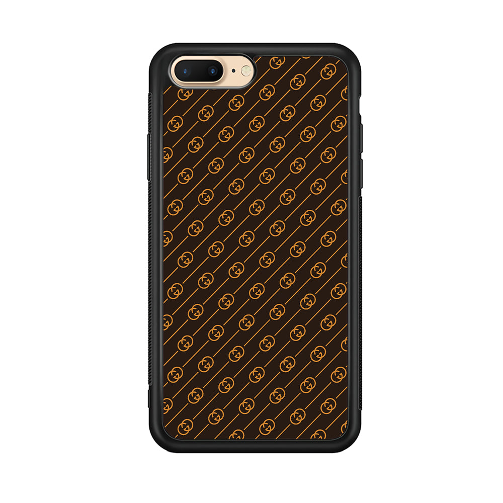 Gucci Brown Pattern iPhone 7 Plus Case-Rubber Black (2D Case)-Oxvistore