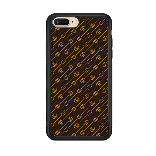 Gucci Brown Pattern iPhone 7 Plus Case-Rubber Black (2D Case)-Oxvistore