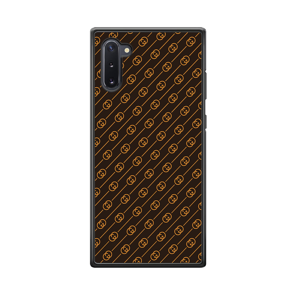 Gucci Brown Pattern Samsung Galaxy Note 10 Case-Rubber Black (2D Case)-Oxvistore