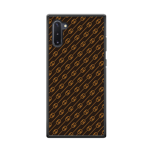 Gucci Brown Pattern Samsung Galaxy Note 10 Case-Rubber Black (2D Case)-Oxvistore