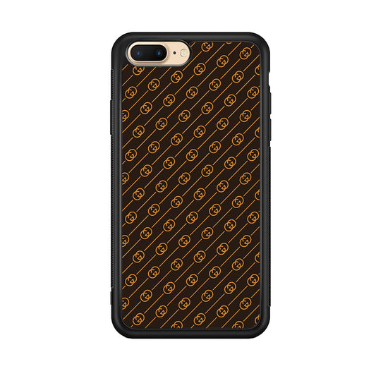Gucci Brown Pattern iPhone 8 Plus Case-Rubber Black (2D Case)-Oxvistore