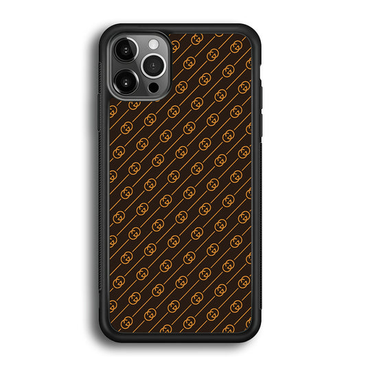 Gucci Brown Pattern iPhone 12 Pro Case-Rubber Black (2D Case)-Oxvistore