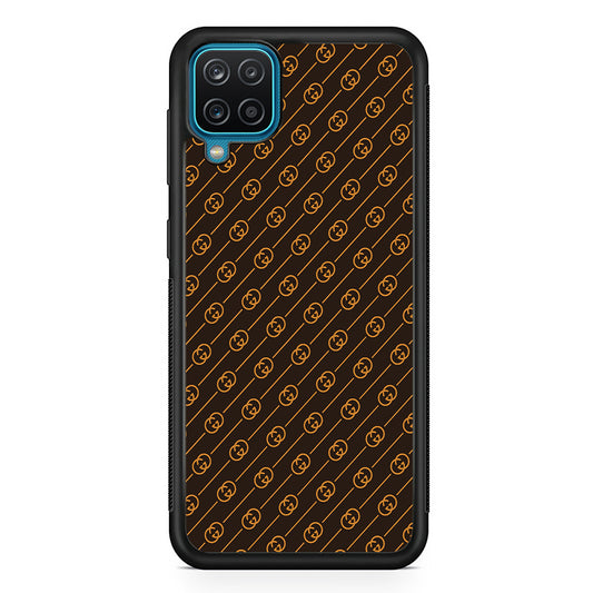 Gucci Brown Pattern Samsung Galaxy A12 Case-Rubber White (2D Case)-Oxvistore