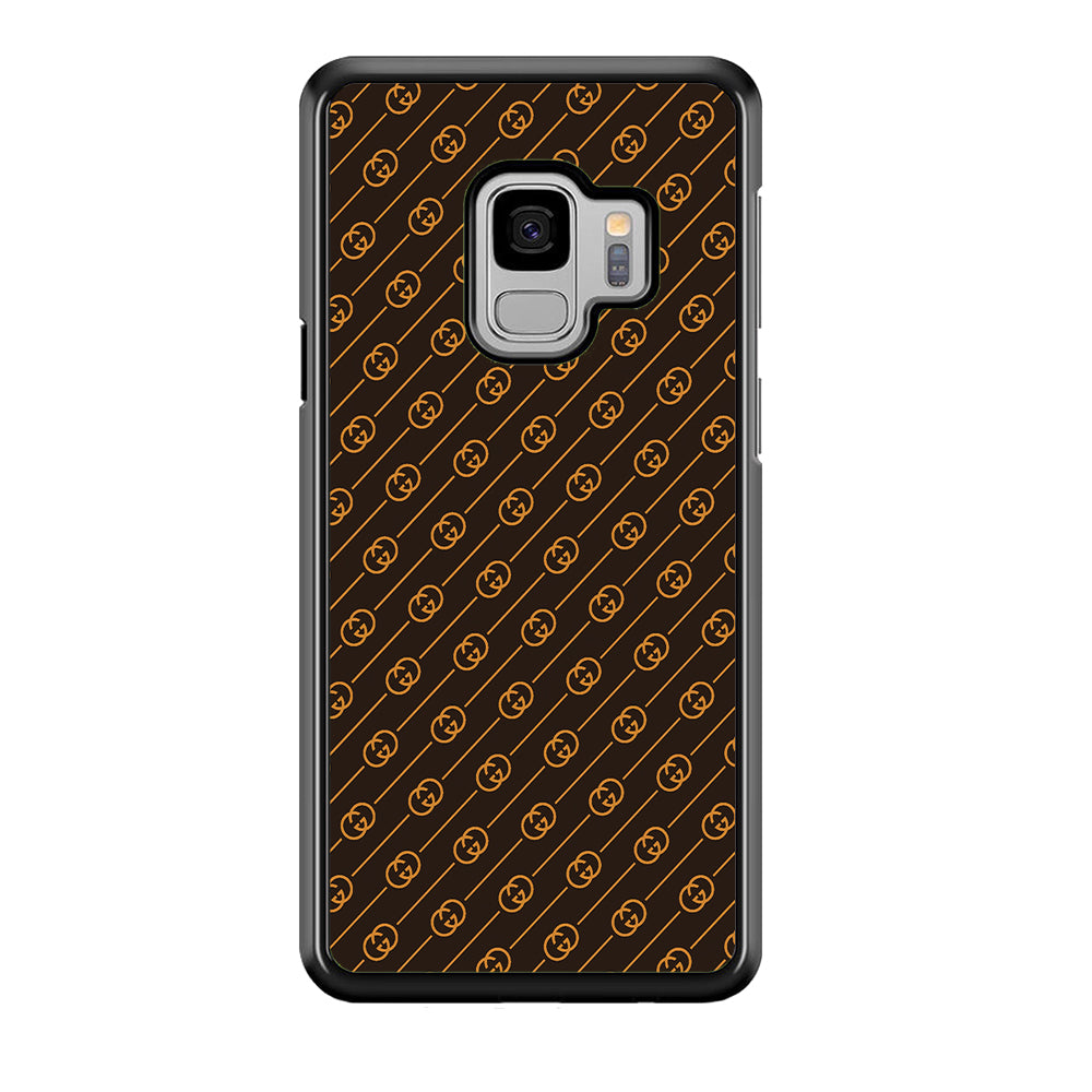Gucci Brown Pattern Samsung Galaxy S9 Case-Rubber Black (2D Case)-Oxvistore
