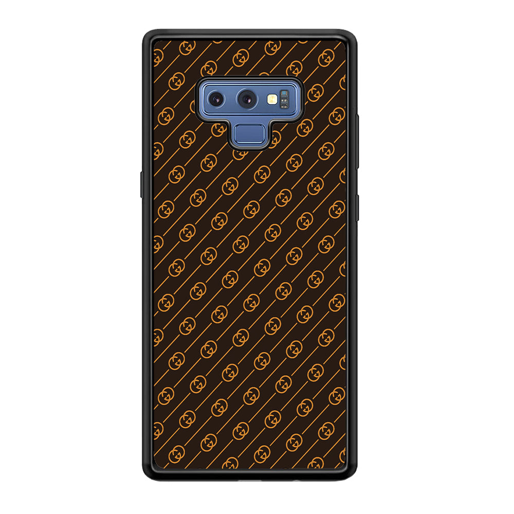 Gucci Brown Pattern Samsung Galaxy Note 9 Case-Rubber Black (2D Case)-Oxvistore