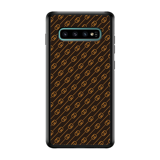 Gucci Brown Pattern Samsung Galaxy S10 Case-Rubber Black (2D Case)-Oxvistore