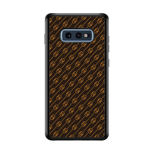 Gucci Brown Pattern Samsung Galaxy S10E Case-Rubber Black (2D Case)-Oxvistore
