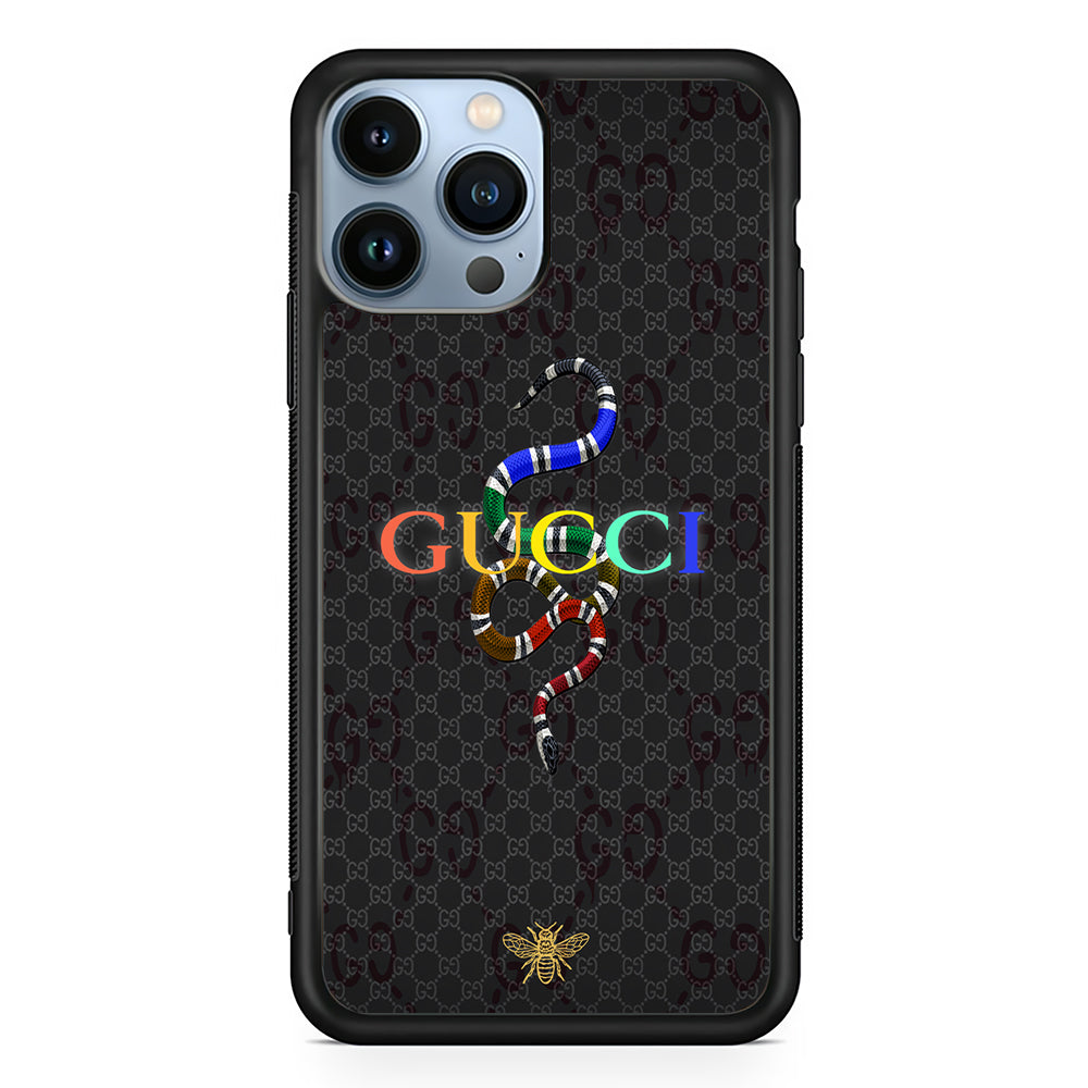 Gucci Colorful Logo Style 2D Rubber Phone Case-Black-Oxvistore