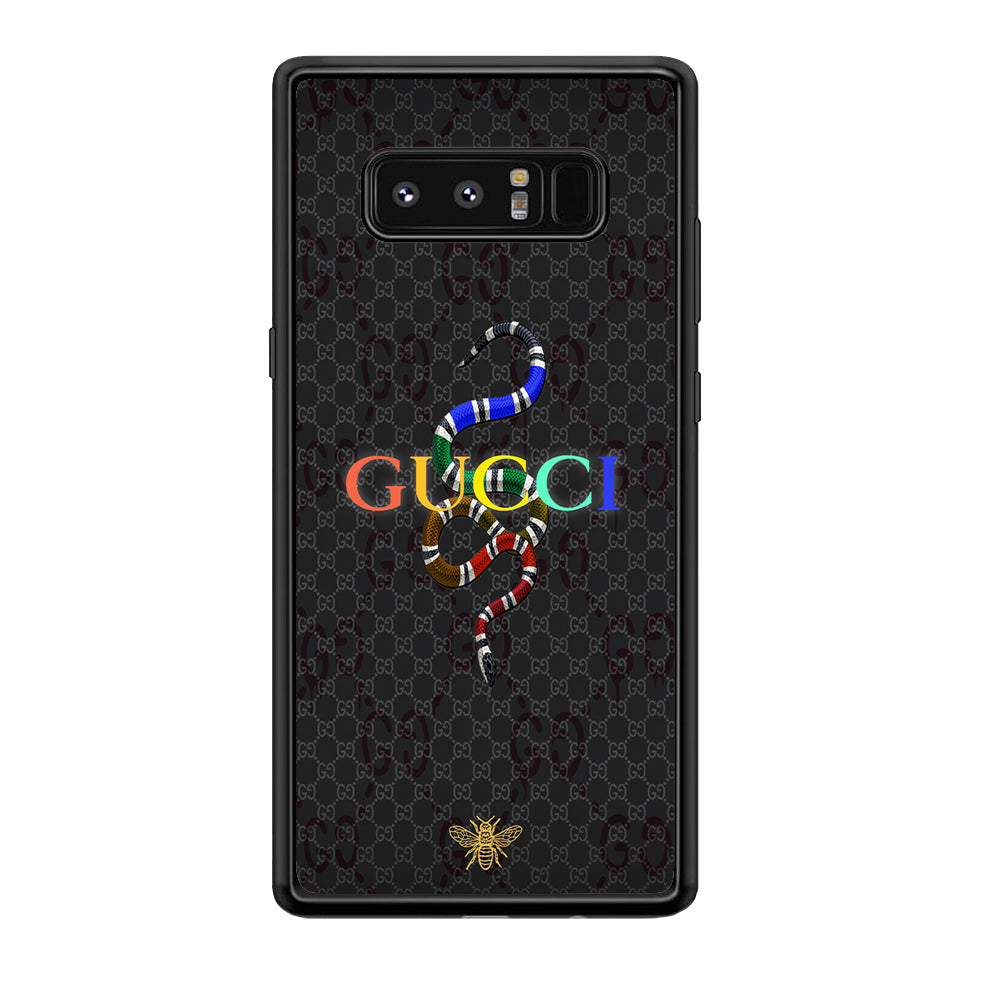 Gucci Colorful Logo Style Samsung Galaxy Note 8 Case-Rubber Black (2D Case)-Oxvistore