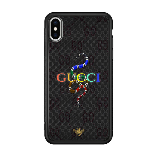 Gucci Colorful Logo Style iPhone Xs Max Case-Rubber Black (2D Case)-Oxvistore