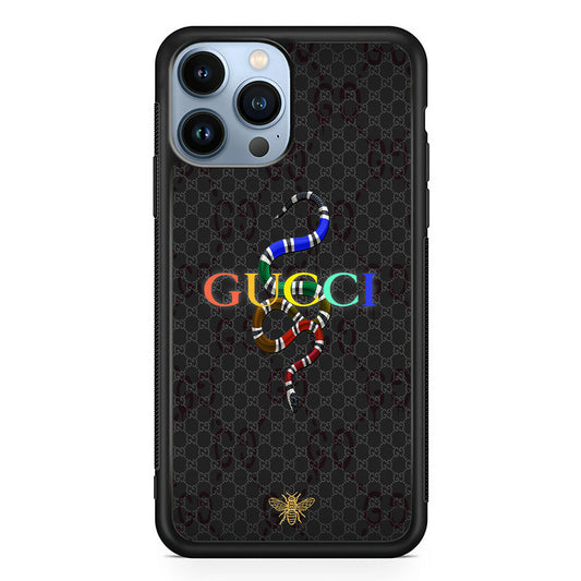 Gucci Colorful Logo Style iPhone 14 Pro Case-Rubber Black (2D Case)-Oxvistore