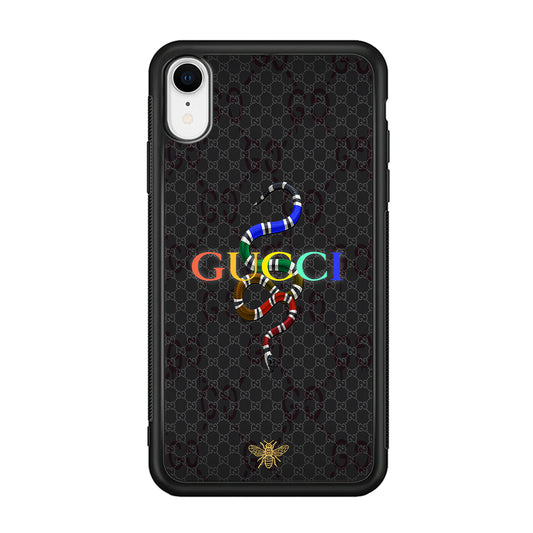 Gucci Colorful Logo Style iPhone XR Case-Rubber Black (2D Case)-Oxvistore