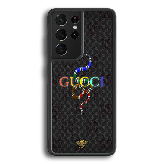 Gucci Colorful Logo Style Samsung Galaxy S21 Ultra Case-Rubber Black (2D Case)-Oxvistore