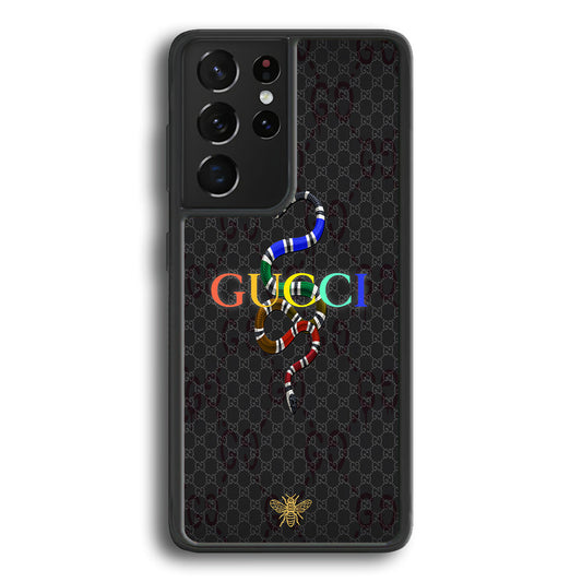 Gucci Colorful Logo Style Samsung Galaxy S22 Ultra Case-Rubber Black (2D Case)-Oxvistore