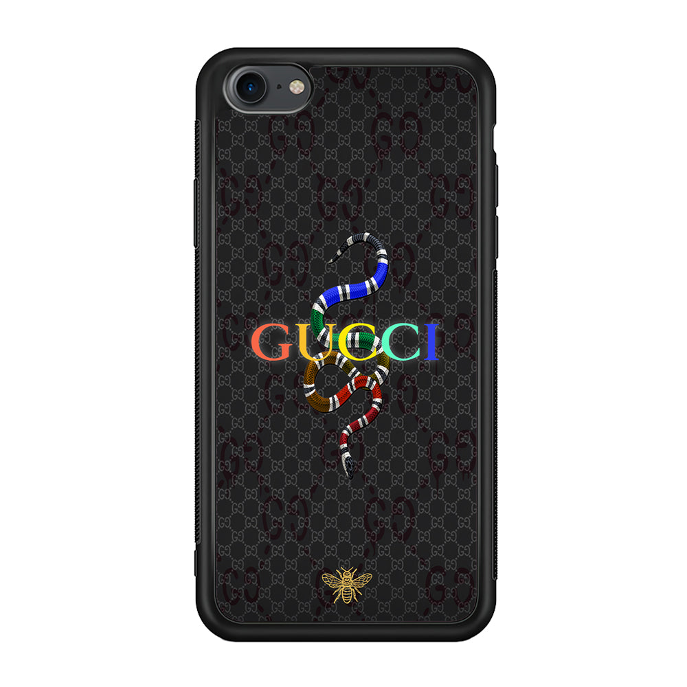 Gucci Colorful Logo Style iPhone 8 Case-Rubber Black (2D Case)-Oxvistore