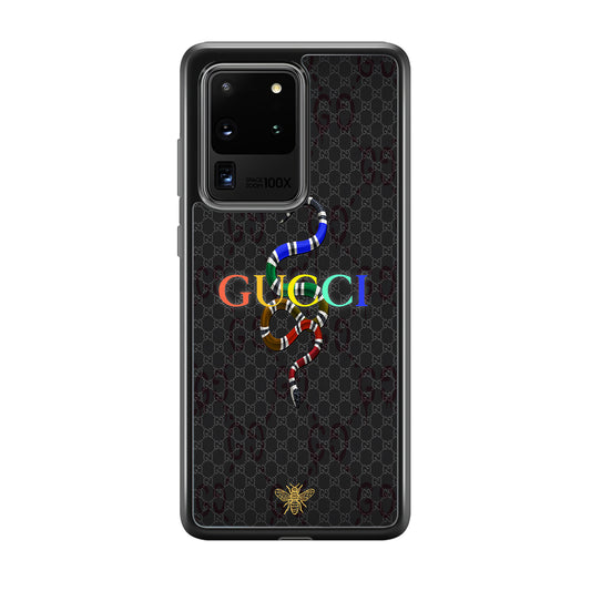 Gucci Colorful Logo Style Samsung Galaxy S20 Ultra Case-Rubber Black (2D Case)-Oxvistore