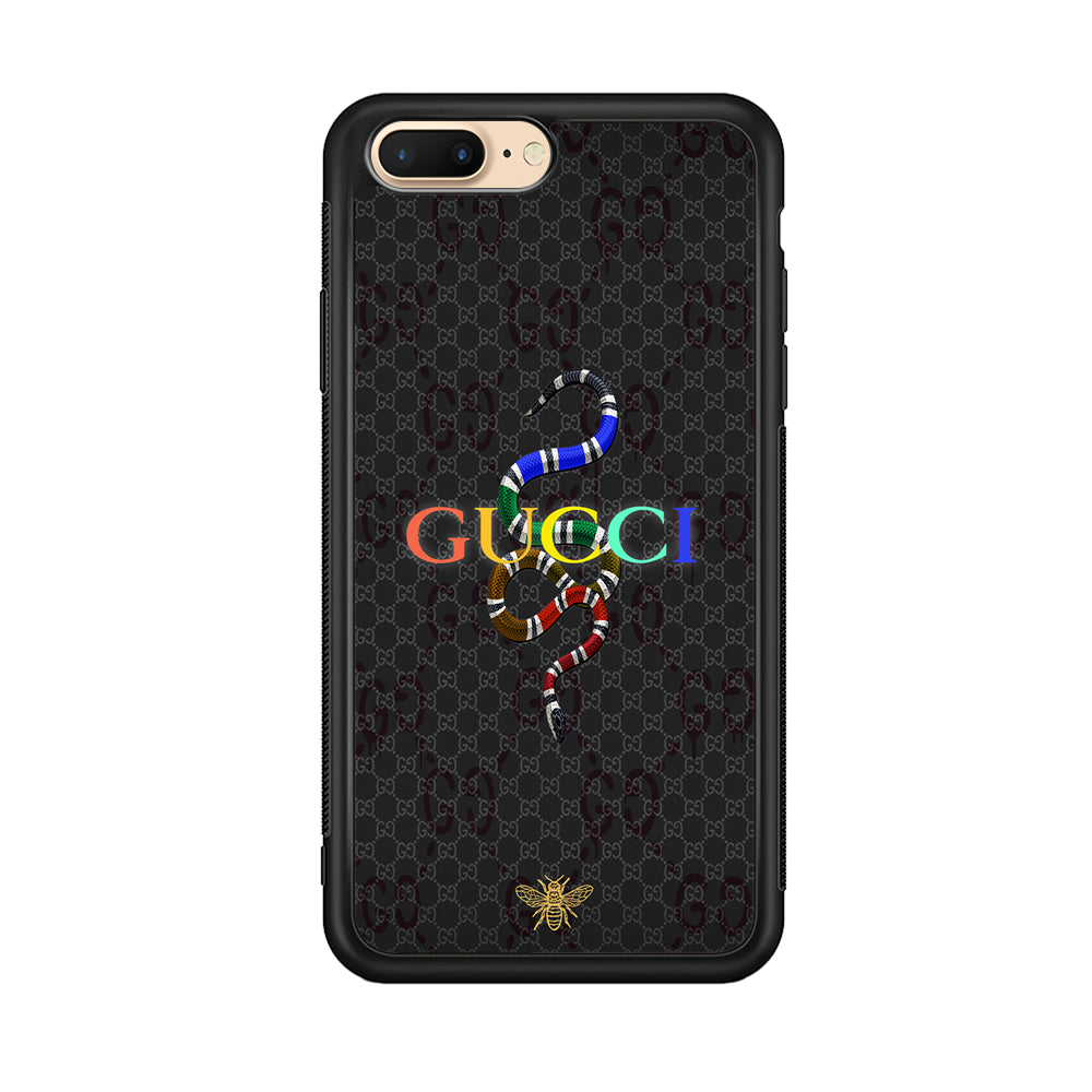 Gucci Colorful Logo Style iPhone 8 Plus Case-Rubber Black (2D Case)-Oxvistore