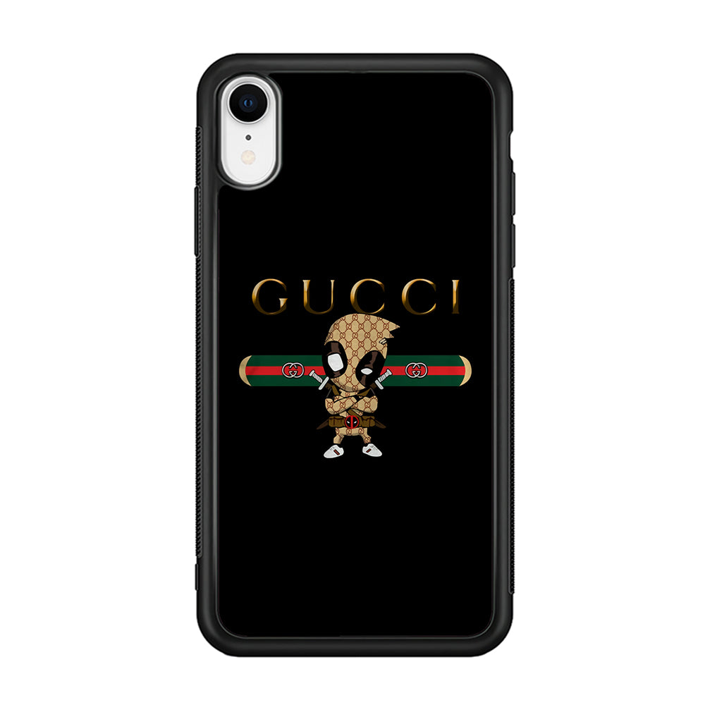 Gucci Deadpool Style iPhone XR Case-Rubber White (2D Case)-Oxvistore