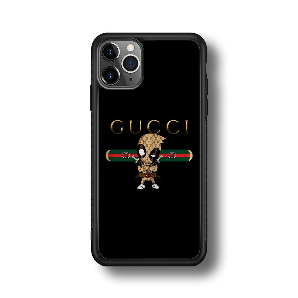 Gucci Deadpool Style iPhone 11 Pro Max Case-Rubber Black (2D Case)-Oxvistore