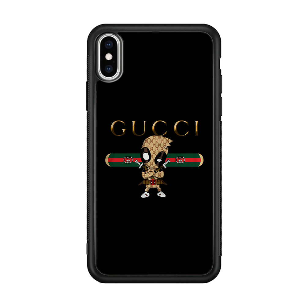 Gucci Deadpool Style iPhone X Case-Rubber Black (2D Case)-Oxvistore