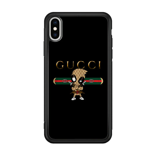 Gucci Deadpool Style iPhone X Case-Rubber Black (2D Case)-Oxvistore