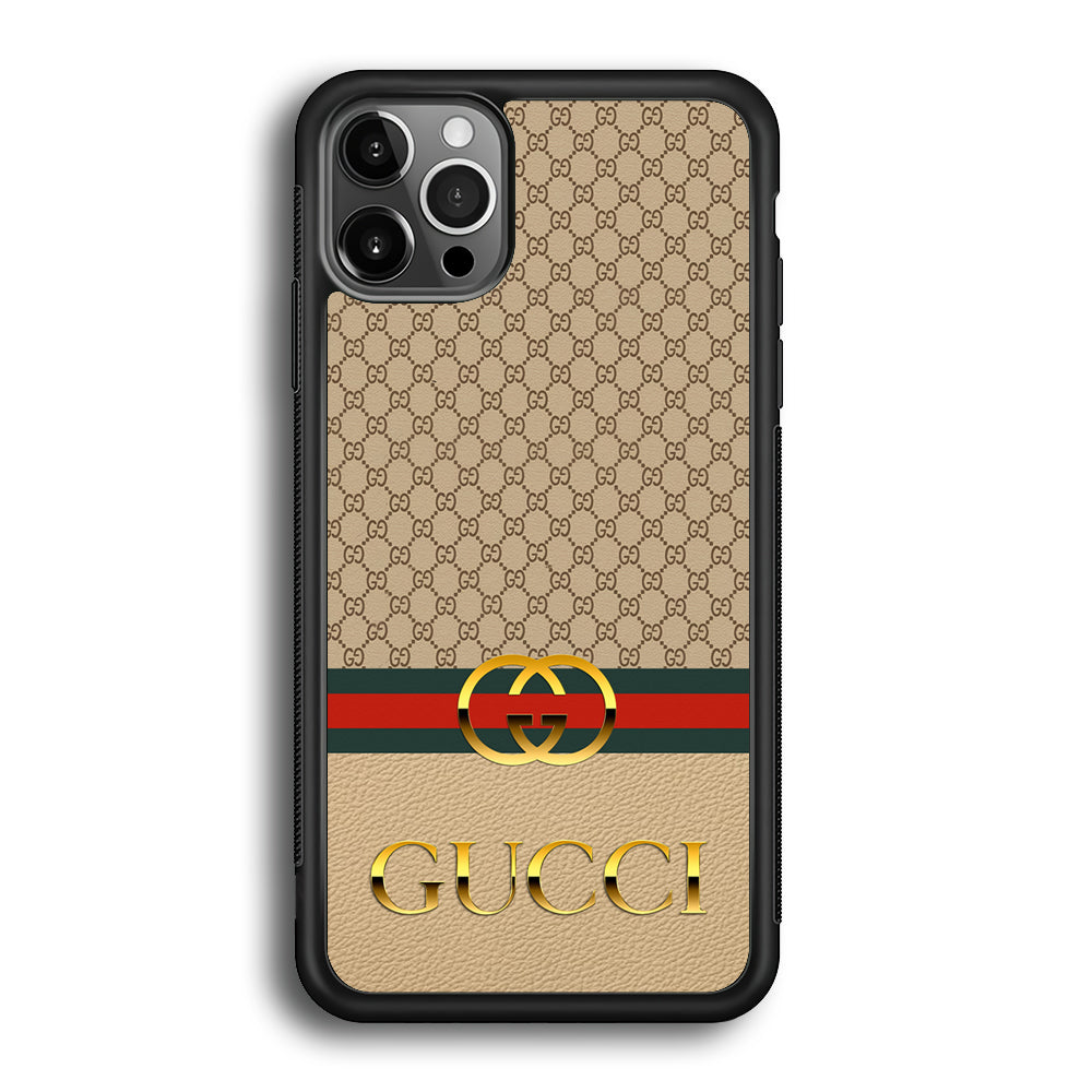 Gucci Gold Clasp iPhone 12 Pro Case-Rubber Black (2D Case)-Oxvistore