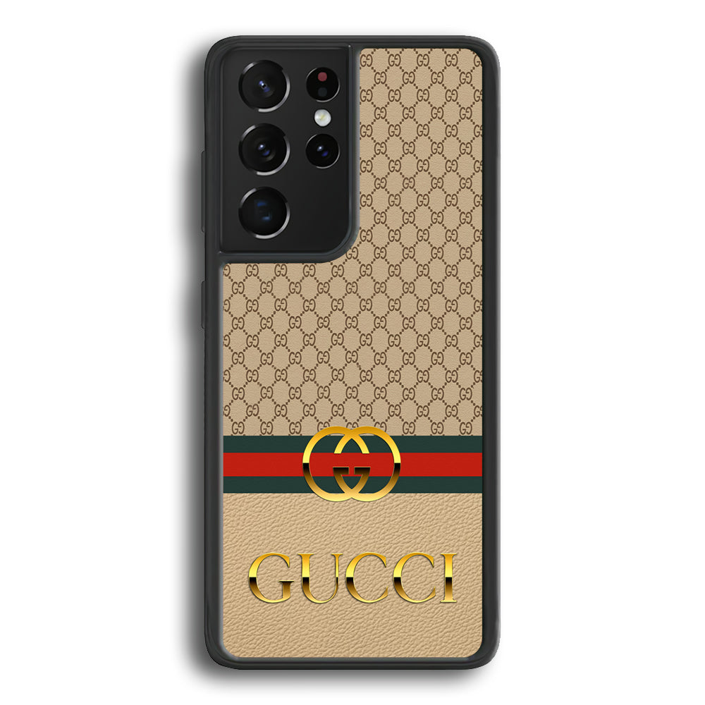 Gucci Gold Clasp Samsung Galaxy S24 Ultra Case-Rubber Black (2D Case)-Oxvistore