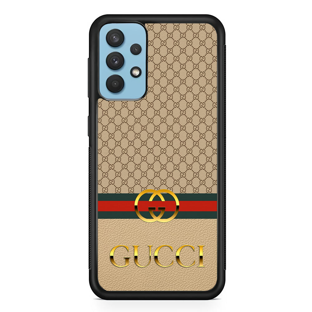 Gucci Gold Clasp Samsung Galaxy A32 Case-Rubber Black (2D Case)-Oxvistore