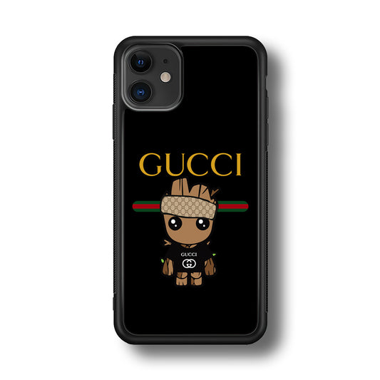 Gucci Groot Dope iPhone 11 Case-Rubber Black (2D Case)-Oxvistore