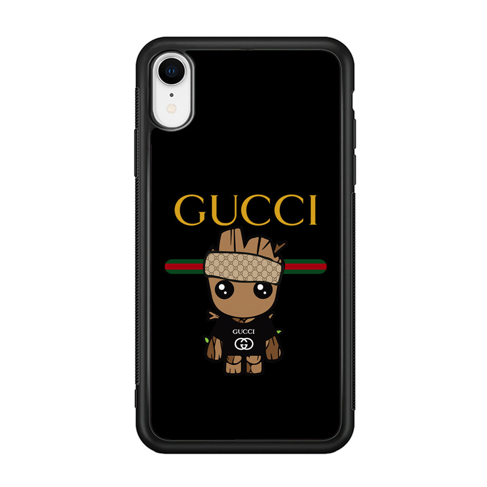 Gucci Groot Dope iPhone XR Case-Rubber Black (2D Case)-Oxvistore