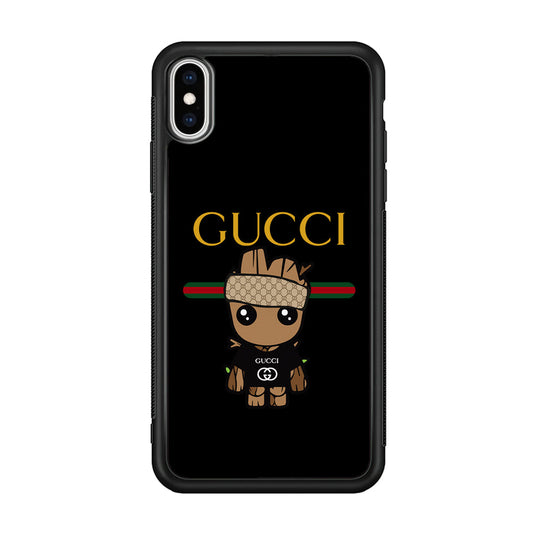 Gucci Groot Dope iPhone Xs Max Case-Rubber Black (2D Case)-Oxvistore