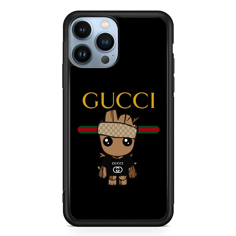 Gucci Groot Dope iPhone 15 Pro Case-Rubber Black (2D Case)-Oxvistore