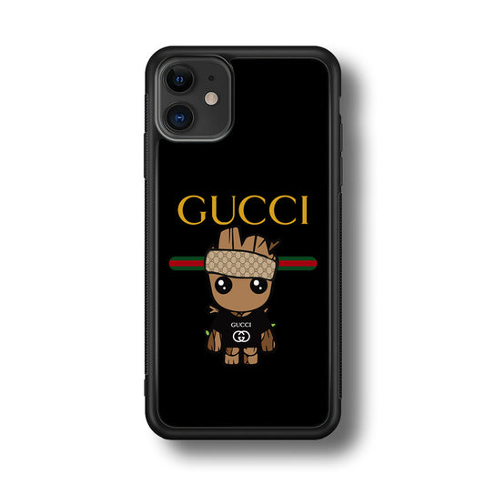 Gucci Groot Dope iPhone 12 Case-Rubber Black (2D Case)-Oxvistore