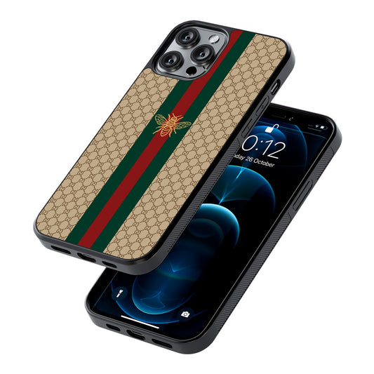 Gucci Latte Wall Stripe Bee Logo 2D Rubber Phone Case-Oxvistore