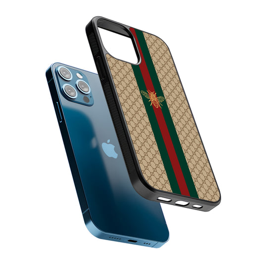 Gucci Latte Wall Stripe Bee Logo 2D Rubber Phone Case-Oxvistore