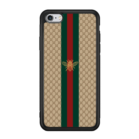 Gucci Latte Wall Stripe Bee Logo iPhone 6 | 6s Case-Rubber Black (2D Case)-Oxvistore