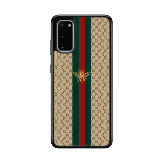 Gucci Latte Wall Stripe Bee Logo Samsung Galaxy S20 Case-Rubber Black (2D Case)-Oxvistore