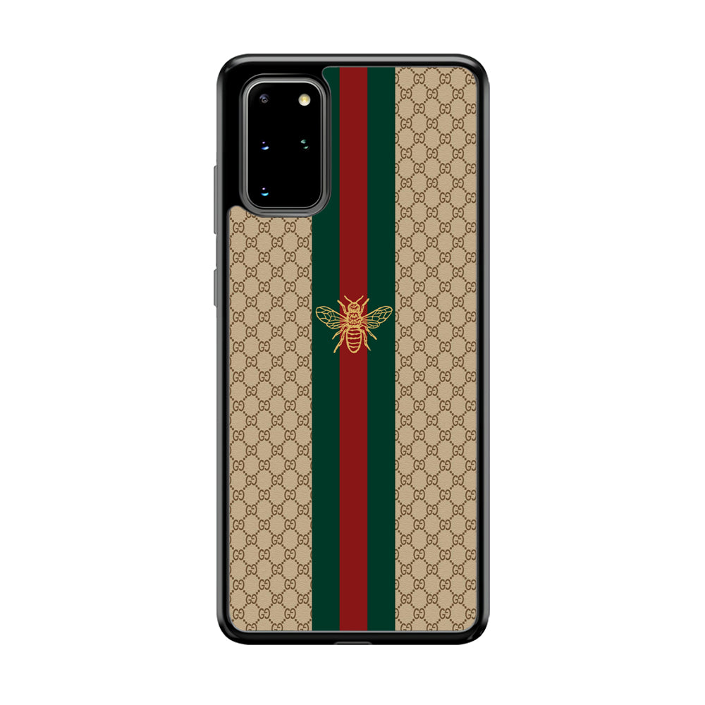 Gucci Latte Wall Stripe Bee Logo Samsung Galaxy S20 Plus Case-Rubber Black (2D Case)-Oxvistore