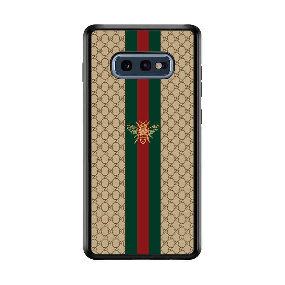 Gucci Latte Wall Stripe Bee Logo Samsung Galaxy S10E Case-Rubber Black (2D Case)-Oxvistore