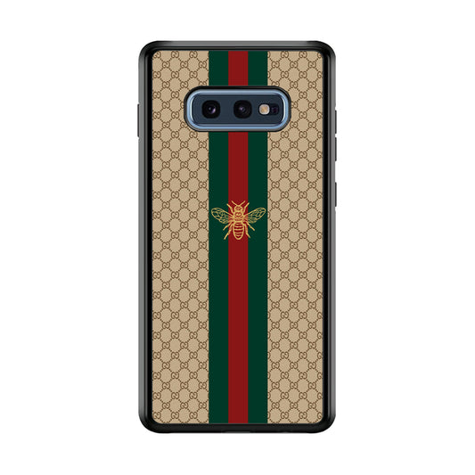 Gucci Latte Wall Stripe Bee Logo Samsung Galaxy S10E Case-Rubber Black (2D Case)-Oxvistore