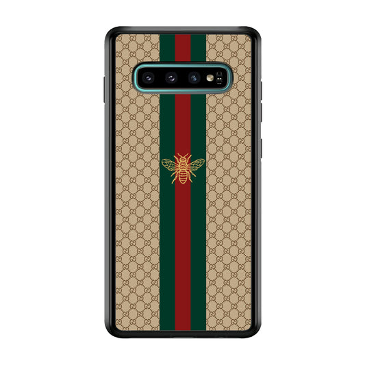 Gucci Latte Wall Stripe Bee Logo Samsung Galaxy S10 Case-Rubber Black (2D Case)-Oxvistore