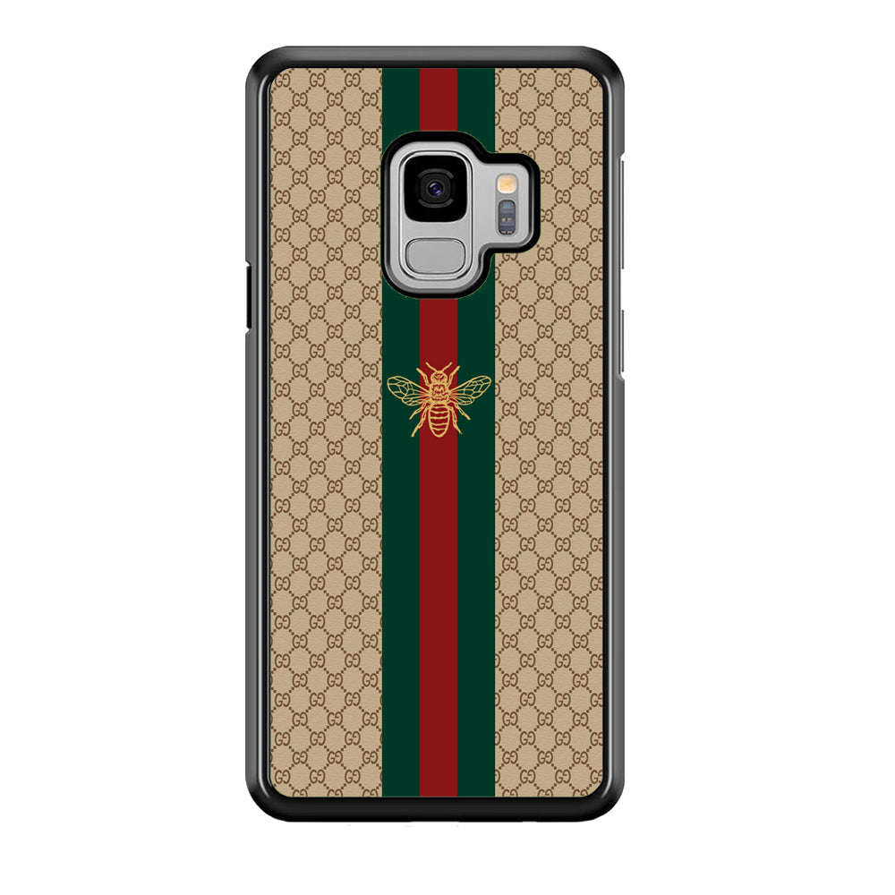 Gucci Latte Wall Stripe Bee Logo Samsung Galaxy S9 Case-Rubber Black (2D Case)-Oxvistore