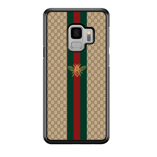 Gucci Latte Wall Stripe Bee Logo Samsung Galaxy S9 Case-Rubber Black (2D Case)-Oxvistore