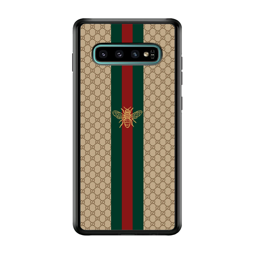 Gucci Latte Wall Stripe Bee Logo Samsung Galaxy S10 Plus Case-Rubber Black (2D Case)-Oxvistore