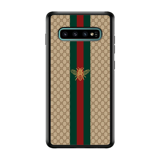 Gucci Latte Wall Stripe Bee Logo Samsung Galaxy S10 Plus Case-Rubber Black (2D Case)-Oxvistore