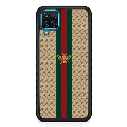 Gucci Latte Wall Stripe Bee Logo Samsung Galaxy A12 Case-Rubber Black (2D Case)-Oxvistore